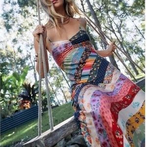 Free People Fiona confetti combo patchwork maxi dress small rainbow